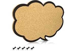 Navaris Cork Notice Board - Thought Bubble Design 44 x 29 cm, Includes 5 Pins - Message Noticeboard Memo Speech Display Pinboard for Home or Office