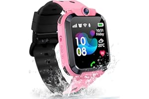 KESASOHE Reloj Inteligente Niño, GPS Smartwatch Niños con Telefónica SOS Llamadas IP68 Impermeable Pantalla Táctil Juegos Cámara Alarma, Reloj Inteligente Niña para Niños Estudiante Regalo 6-12 años Rosa
