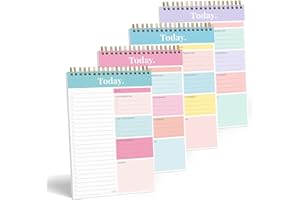 SWEETZER & ORANGE S&O Daily Planner Notepad for Productivity - 52 Page Office To Do List - Undated Coiled Note paper Organizer - Spiral Desk Notebook Perfect for Setting Goals, Task Planning and Organisation - Set of 4