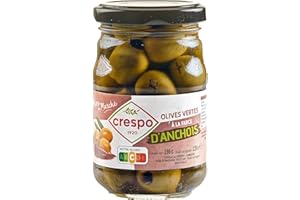 CRESPO Olives vertes a la farce d'anchois 120 g Bocal 21cl
