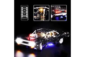 cooldac LED-Beleuchtungsset Kompatibel mit Lego 42111 Technic Fast & Furious Dom's Dodge Charger, Fernbedienung Led Licht Kompatibel mit Lego 42111 Technic Dom's Dodge(nur Lichter, Keine Modelle)