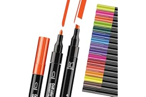 Craft Colors® Textilstifte PRO Doppelspitze, 18 x Textilmarker, waschmaschinenfest, leuchtende permanent Stoffmalstifte für Textilien, 2mm, 4mm (1mm) Stärke