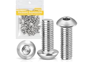 Caianwin Tornillos de cabeza alomada M6 x 12 mm, 50 unidades, hexágono interior, acero inoxidable 304, tornillos de cabeza redonda plana para la instalación de muebles, áreas industriales