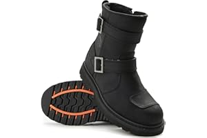 ILM Motorradstiefel-Motocross Stiefel Motorradschuhe Leder mit Seitlichem reißverschlüsse Herren Damen Schwarz