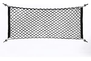 HANCEND 100cm x 40cm Kofferraum Netz,Auto Gepäcknetz,Lagerung Mesh,Auto-Gepäcknetz aus Nylon mit 4 Haken, Anzug für Meisten Arten von Fahrzeugen, 100 x 40 cm Elastisch Kofferraum Aufbewahrung Netz Schwarz