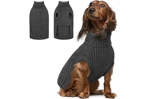 Queenmore Pull pour Lévrier Pull à Col Roulé avec Ouverture pour Harnais Teckel Beagle Bouledogue Français Corgi Schnauzer (Gris, L)