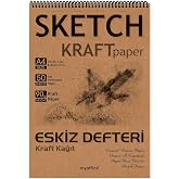 ETİKA Kraft Eskiz Defteri A4-90 gr Doğal Kağıt, Spiralli, 50 Yaprak Sketchbook