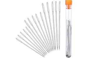 NICELAND 15Pcs Aiguilles Émoussée à Bout Rond Aiguille, Aiguilles à Coudre Aiguilles à Grand Œil Aiguille à Laine avec Bouteille Transparente pour laine Cuir