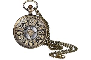 JewelryWe Gusset Retro klocka för herr och dam, 76 cm: vintage poker kvarts fickklocka, fantasy klockhalsband för maskeraddräkt, present till män och kvinnor