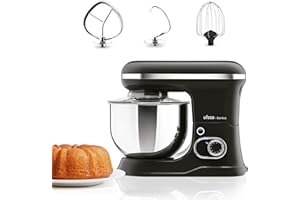 Ufesa Genius Batidora Amasadora 5 en 1 para Repostería Profesional, 1200W, 5L, Robot Cocina Multifunción, Bol en Acero Inoxidable, 6 Velocidades + Turbo, 3 accesorios incluidos, Sin BPA