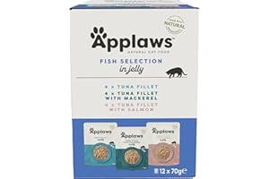 Applaws Natural Wet Cat Food Pouch, Fish Selection in Jelly 70 g (12 x 70 g Pouches)