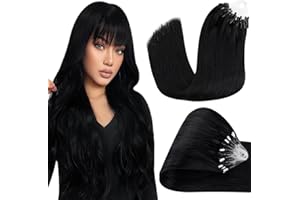 ‎HETTO Hetto Microring Extensions Echthaar Schwarz Microring Haarverlangerung Microring Remy Microring Extensions Echthaar #1 40cm 50g