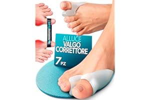 RestoreFeet Tutore Alluce Valgo Barefoot Uomo Donna – 3 Paia Separatori + Fascia Correttiva – Silicone Medico Senza BPA – 7 Pezzi Totali – Uso Giornaliero e Notturno