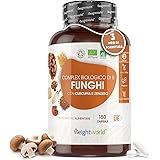 Funghi Medicinali Bio 1000mg, 180 Capsule Vegane, 8 Funghi Curativi, 3 Mesi, Lions Mane (Hericium Erinaceus), Cordyceps Sinen
