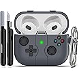 RFUNGUANGO Compatible with AirPods 3rd Generation Case,Game Player Design for Kids Teenager Women and Men, Soft Silicone Case Compatible with AirPods Gen 3 Charging Case,Grey