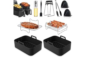 YFKJEU 2024 Air Fryer Accessoires Set, Accessoires Ninja Air Fryer Double Zone AF400EU AF300EU 7.6L-9.5L & Other Ninja Foodi Airfryer, avec Grille, Moule Silicone, Spray Huile, etc