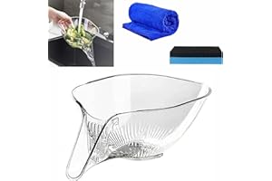 YODAOLI Multi-Functional Drain Basket, Drainage Basket Funnel, Multifunctional Plastic Draining Bowl, Plastic Strainer Basket Drain Bowl with Funnel, for Washing Vegetable Fruit (Transparent)