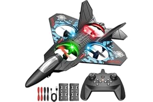 KOUAMOR 3 Levels Flight Speed RC Plane, Remote Control Airplane Helicopter with Cool Light, 2.4ghz RC Airplanes Toys for Adults Kids, 100m Control, 360° Flip & Spinning Drone & Stunt Roll (black-upgrade)