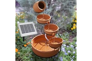 AMUR Garden Fountain Solar Pond Pump Solar Spring Fountain Garden Fountain Solar Water Play Muse with Water Jug Set Solar Pump Pond Pump for Patio Pond Garden Pond (7-SP02127V002)
