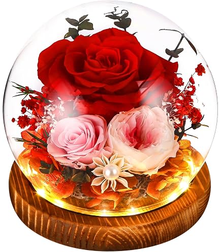 Smyla 3D LED-Glas Mit Gravur „ZEIT MIT DIR“ – Personalisierte Kristalllampe Mit Rose, Geschenk Für Mama