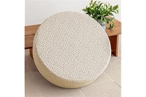 moismk Ottomane Schonbezug Rund Hocker Bezug Stretch Hockerüberzug Hocker Hussen für Runde Fußhocker, Sitzhocker Elastisch Husse, Überzug Möbel Protector für Sofa Abdeckung(#1,Diameter 70 x H 20CM)