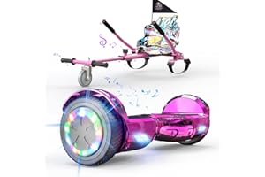 EVERCROSS MOTO Hoverboards mit Hoverkart, 6,5" Self Balance Scooter für Kinder Jügen Erwachsene, Hoverboards mit Sitz, 4Ah Batterie, Skateboard mit Bluetooth& LED, Geschenk für Kinder Erwachsene