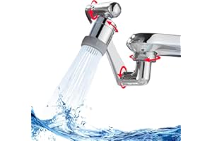 NOVIBLE Rubinetto Rotante 1080 Gradi - Estensione Rubinetto Snodabile per Lavandino da Cucina e Bagno -Rubinetto con Filtro Antispruzzo Rotante 1440° in Ottone - Aeratore Rubinetto Bagno 2 Modalità Acqua