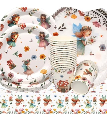 Stoviglie A Tema Fiori Selvatici – Set Da 80 Pezzi: Piatti, Tazze E Tovaglioli Floreali Per Feste Primaverili