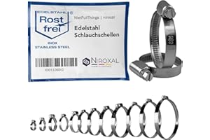 NIETFULLTHINGS 4 pezzi fascette stringitubo in acciaio inox con azionamento a vite senza fine W4 V2A campo di serraggio Ø 230-250mm = 23-25cm larghezza della striscia 12-mm DIN-3025