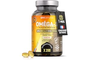 Oméga 3 - Huile de Poissons Sauvages - Cerveau - Vision - Coeur - EPA 660mg / DHA 440mg - 100 capsules - GPH Diffusion