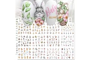JALIYA 3D Ostern Nagelsticker Kaninchen Nagelaufkleber Osterhase Wasser Transfer Nagel Stickers Cartoon Bunny Nail Sticker Osterdeko Hasen Nagelfolie Selbstklebend Nagel Aufkleber Nail Art Zubehör,2 Blätter