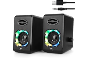 OROROW OROW PC Lautsprecher mit Blutooth,10W RGB Gaming Lautsprecher für PC,USB-Betriebene,3.5mm Jack,Desktop Lautsprecher mit Buntem LED-Licht,Mini Computer Lautsprecher(S205)