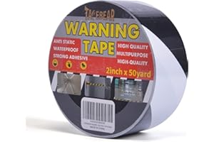 TAPEBEAR Hazard Caution Tape, Self Adhesive Warning Tape for Steps, High Visibility White Black Tape for Outdoor Construction Warning, Crime Scene Barrier, Danger Zone, 2inch X 50yard