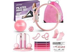 diputox Pilates Ring Kit für Frauen, Pilates Ausrüstung Zubehör, Home Workout Set mit Magic Circle, Mini Gymnastikball, Knöchel Widerstandsbänder & Yoga Socken, für Fitness, Toning & Better Me