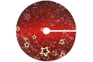 Mnsruu Roter Weihnachtsbaum Schneeflocke Gold Sterne Weihnachtsbaum Rock Schnee Baum Röcke für Weihnachten Urlaub Dekorationen (120cm)