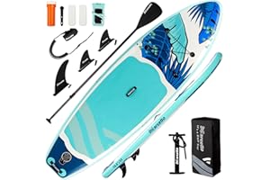 BAUDELIO Inflatable Stand UP Paddle Board, 10’6 x 33” x 6” Paddle Board with Backpack, Pump, non slip Mat, Phone Case Ultra-Light Paddle Boards for Adults
