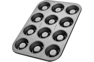 Zenker Stampo per Cupcakes a 12 Impronte Concave Ø7cm, Acciaio al Carbonio Rivestimento Antiaderente, Nero, 385 x 265 x 3 cm Per Muffin e Flan pronti da riempire
