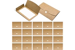 RYMAUP® 20 sobres de papel Cowide con papel de tarjeta blanco, sobres de papel kraft para tarjetas de regalo e invitaciones, cierre en forma de corazón
