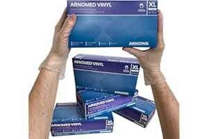 ARNOMED Winylowe rękawiczki jednorazowe XL, bez talku, 100 sztuk/pudełko, rękawiczki jednorazowe, winylowe, dostępne w rozmiarach S, M, L i XL