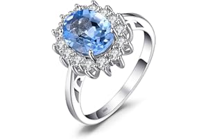 JewelryPalace Prinzessin Diana Kate Middleton Edelstein Smaragd Saphir Topas Amethyst Citrin Granat Peridot Rubin Ringe, Verlobungsring Promise Ring Silber 925 Damen Schmuck Rosegold Gold