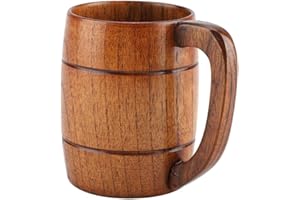 DAYTESY Boccale Birra Legno, Boccali Birra Boccale da Birra in Legno Tazze da the Retrò Tazza da Birra Caffè Accessori Per Bar Ristorante Hotel e Uso Domestico 10.8 X 8cm