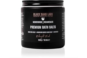 Black Sand Labs Premium Bath Salts for Him, Premium Blend of Dead Sea & Hawaiian Black Lava Salts That Moisturises and Rejuvenates Skin, Luxury Bath Salts for Men (Midnight Musk)