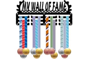 CREATCABIN Porta Medallas Deportivas My Wall of Fame Medal Rack de Montaje En Pared Marco de Hierro Decoración con Ganchos de 3 línea Colgador de Almacenamiento de Medallas para Fútbol Maratón
