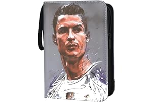 Oirigaga Fußball Karten Sammelalbum, 4 Taschen Fussball Sammelkarten Album Ordner mit Reißverschluss Tragegriff 50 Seiten für 400 Karten, Sport Karten Heft Mappe, 3-Ring Karten Sammelmappe Sammelheft