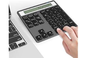 ARLEEDYN Bluetooth Nummernblock mit Taschenrechner - 2 in 1 Kabelloser Ziffernblock mit 34 Tasten + Taschenrechner Display, Numerische Tastatur Nummernpad für Laptop, Macbook Pro, Air, Mac, iMac, iPad, iPhone