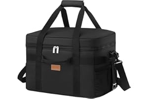 Lifewit 30L Soft Cooler Bag with Hard Liner, Large Insulated Picnic Lunch Bag Box Soft-Sided Cooling Bag for Camping、BBQ、Family Outdoor Activities, Black