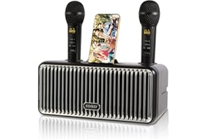 DLARA karaoke professionale completo,karaoke con microfono,Bluetooth cassa con 2 microfono wireless,karaoke Sistema PA portatile per feste, attività, supporto Bluetooth, AUX, scheda USB/TF(Nero)