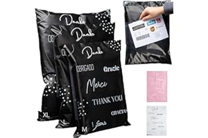 EMBALLAX 60 Sobres Para Envíos de Ropa con Bolsa Portadocumentos - 3 Tamaños M/L/XL - 100% OPACO/ULTRA RESISTENTE/IMPERMEABLE - Sobres Plastico - Bolsas de Envio Paquetes - Cajas Envios Paquetes - Gracias