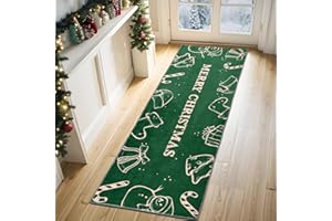 TUKDAK Christmas Runner Rugs for Hallway Non Slip 60x180cm, Washable Runner Rug for Kitchen, Low Pile Long Hall Runner Rug Narrow Rug, Xmas Entrance Rug Runner, Floor Carpet Runner Laundry Living Room