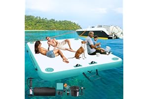 BSTECIAR Muelle Flotante Inflable con Escalera, Plataforma Flotante con Bomba de Aire Eléctrica, Isla Flotante con Superficie Antideslizante para Muellepara Piscina, Playa, Océano